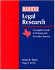 Texas Legal Research  2nd 1997 (Revised) 9780827376823 Front Cover