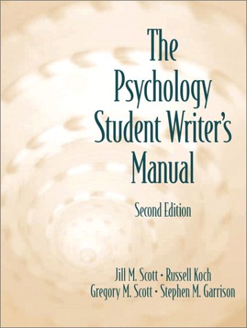 Psychology Student Writer's Manual  2nd 2002 (Student Manual, Study Guide, etc.) 9780130413826 Front Cover