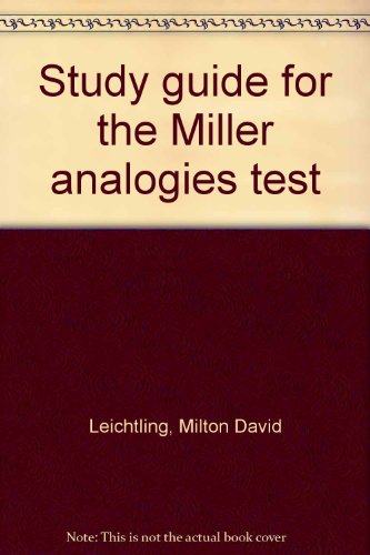 Study Guide for the Miller Analogies Test  1976 9780809280827 Front Cover
