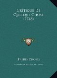 Critique de Quelque Chose  N/A 9781169439832 Front Cover