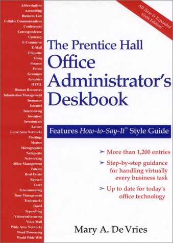 Office Administrator's Deskbook  6th 2000 9780130226839 Front Cover