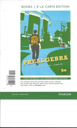 Prealgebra, Books a la Carte Edition  5th 2012 9780321784841 Front Cover