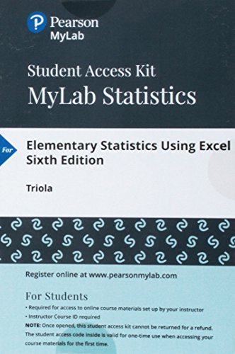 Elementary Statistics Using Excel -- Mylab Statistics with Pearson EText  6th 2018 9780134748849 Front Cover