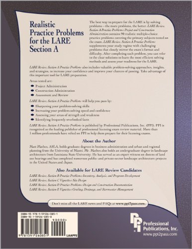 Lare Review Section a Practice Problems: Project and Construction Administration Landscape Architect Registration Examination 2nd 2007 9781591260851 Front Cover