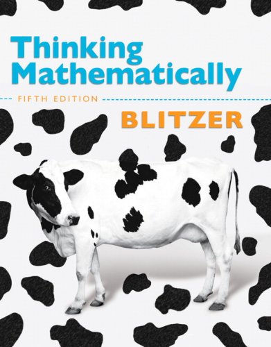 Thinking Mathematically  5th 2011 9780321645852 Front Cover