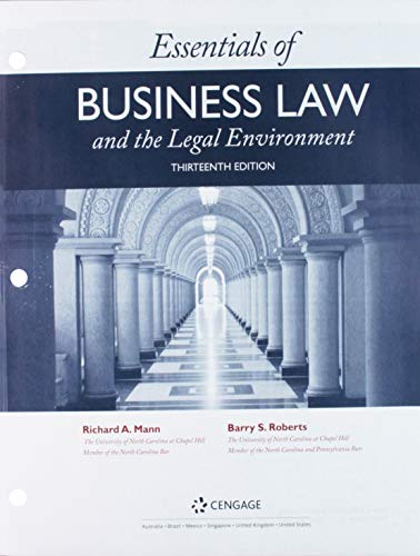 Bundle: Essentials of Business Law and the Legal Environment, Loose-Leaf Version, 13th + MindTap Business Law, 1 Term (6 Months) Printed Access Card  13th 2019 9781337736855 Front Cover