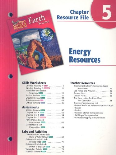 Holt Science and Technology Chapter 5 : Earth Science: Energy Resources 5th 9780030302862 Front Cover