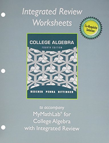 Worksheets for College Algebra with Intermediate Algebra   2014 9780321917867 Front Cover