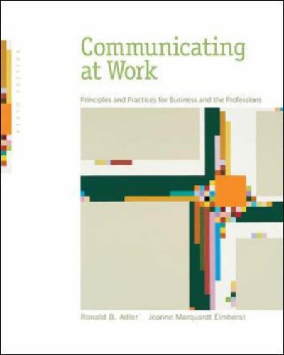 Communicating at Work Principles and Practices for Business and the Professions 9th 2008 (Revised) 9780073511887 Front Cover