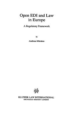 Open EDI and Law in Europe A Regulatory Framework  1996 9789041104892 Front Cover