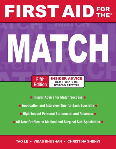 First Aid for the Match, Fifth Edition  5th 2010 9780071702898 Front Cover