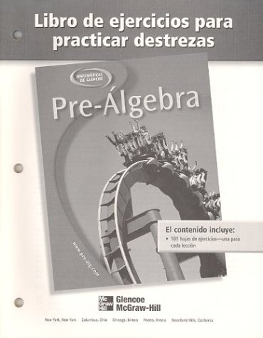 Pre-Algebra Libro de Ejercicios para Practicar Destrezas   2003 9780078277900 Front Cover