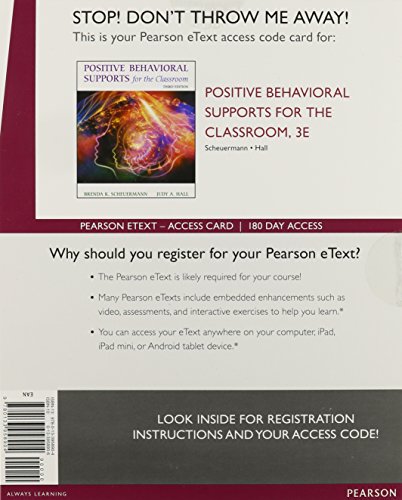 Positive Behavioral Supports for the Classroom Enhanced Pearson Etext Access Card:   2015 9780133958904 Front Cover