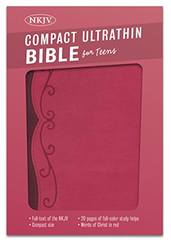 NKJV Compact Ultrathin Bible for Teens, Fuchsia LeatherTouch  N/A 9781433617904 Front Cover