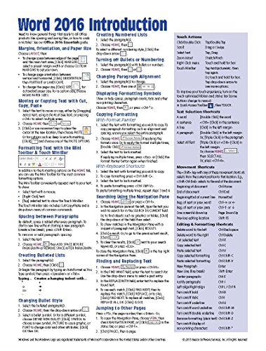 Microsoft Word 2016 Introduction Quick Reference Guide - Windows Version (Cheat Sheet of Instructions, Tips and Shortcuts - Lamina  N/A 9781939791917 Front Cover