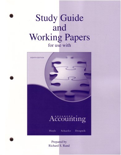 Study Guide and Working Papers to accompany Advanced Accounting 8th 2007 9780072991918 Front Cover