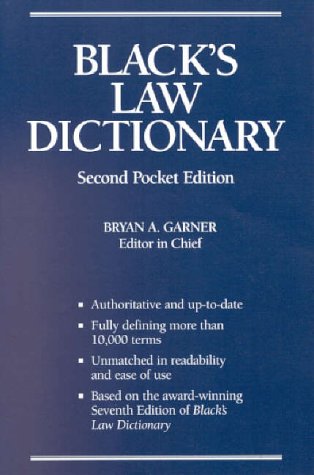 Black's Law Dictionary Pocket Edition 2nd 2001 9780314257918 Front Cover