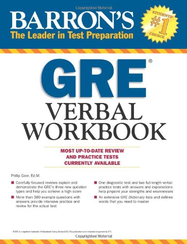 Barron's GRE Verbal Workbook   2011 9780764142918 Front Cover