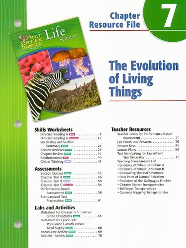 Holt Science and Technology Chapter 7 : Life Science: Evolution and Living 5th 9780030301919 Front Cover
