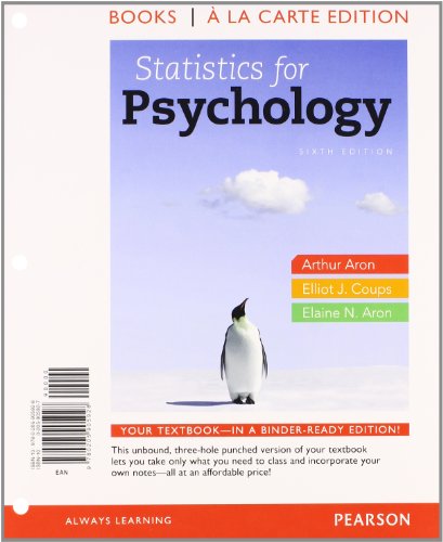 Statistics for Psychology  6th 2013 9780205923922 Front Cover
