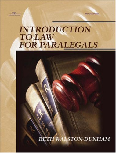 Introduction to Law for Paralegals   2002 9780766816930 Front Cover
