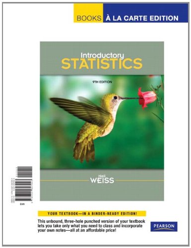 Introductory Statistics, Books a la Carte Edition  9th 2012 9780321697943 Front Cover