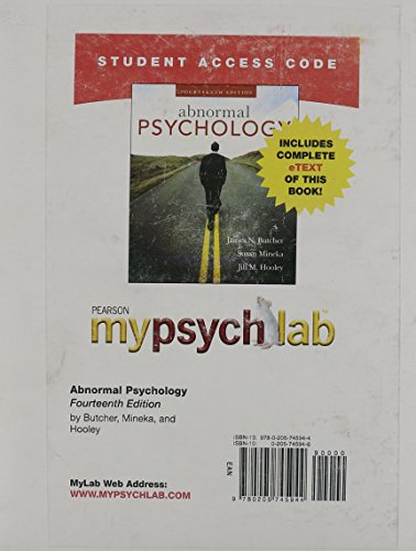Abnormal Psychology  14th 2010 9780205745944 Front Cover