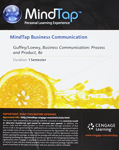 MindTap? Business Communication Printed Access Card for Guffey/Loewy's Business Communication: Process and Product Process and Product 8th 9781285514956 Front Cover