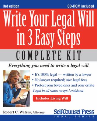 Write Your Legal Will in 3 Easy Steps - US Everything You Need to Write a Legal Will 3rd 2011 9781770400962 Front Cover