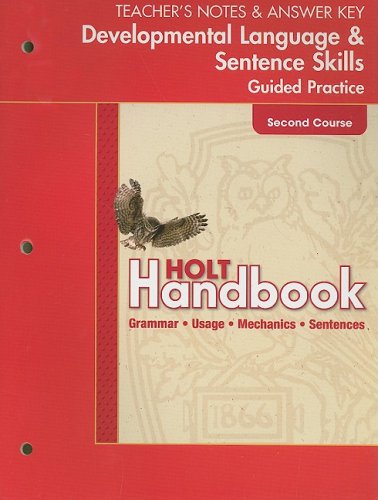 Holt Handbook, Grade 8 Developing Language Skills/Practice Answer Key 3rd 9780030663963 Front Cover