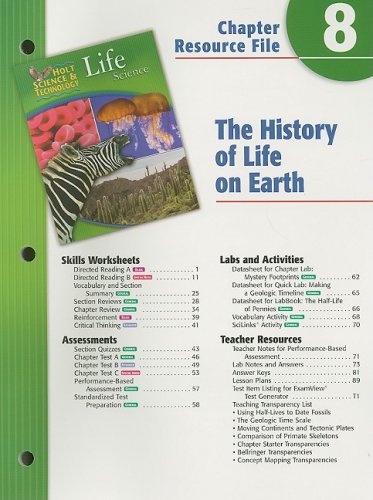 Holt Science and Technology Chapter 8 : Life Science: History of Life on Earth 5th 9780030301964 Front Cover