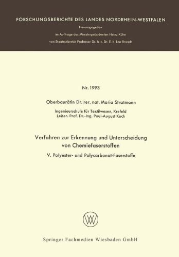 Verfahren Zur Erkennung und Unterscheidung Von Chemiefaserstoffen   1969 9783663066965 Front Cover