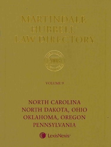 Martindale Hubbell Law Directory 2008: NC, ND, OH, OK, OR, PA  2007 9781561607969 Front Cover