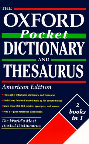 Pocket Oxford Dictionary and Thesaurus   1999 9780195130973 Front Cover