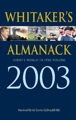 Whitaker's Almanack 2003   2002 (Revised) 9780713664973 Front Cover