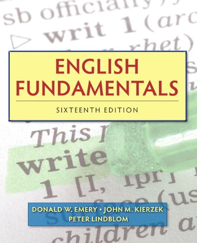 English Fundamentals  16th 2012 9780205825974 Front Cover