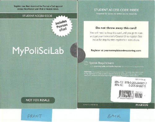 NEW MyPoliSciLab with Pearson EText -- Valuepack Access Card   2013 9780205949977 Front Cover