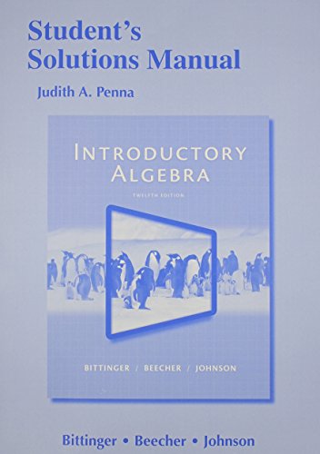 Student's Solutions Manual for Introductory Algebra  12th 2015 9780321922991 Front Cover