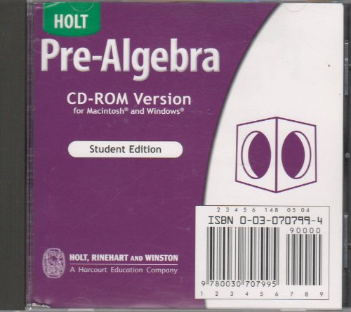 Pre-Algebra 4th 9780030707995 Front Cover