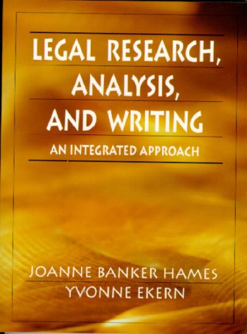 Legal Research, Analysis, and Writing An Integrated Approach  2000 9780132447997 Front Cover