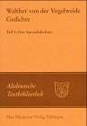 Walther von der Vogelweide. Poems. Part 1 11th 1997 9783484201101 Front Cover