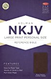 NKJV Large Print Personal Size Reference Bible, Brown Genuine Cowhide Indexed  cover art