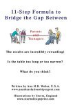 11-Step Formula to Bridge the Gap Between Parents and Teenagers The results are incredibly rewarding! Is the table too long or too narrow? What do you Think? 2006 9780595407224 Front Cover