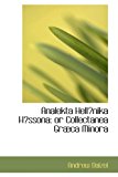 Analekta Hella Nika Ha Sson Or Collectanea Grabca Minora 2008 9781426467226 Front Cover
