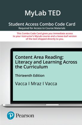 MyLab Education with Pearson EText -- Combo Access Card -- for Content Area Reading Literacy and Learning Across the Curriculum 13th 2020 9780136866237 Front Cover