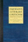 Emerson's Literary Criticism 1979 9780803267282 Front Cover