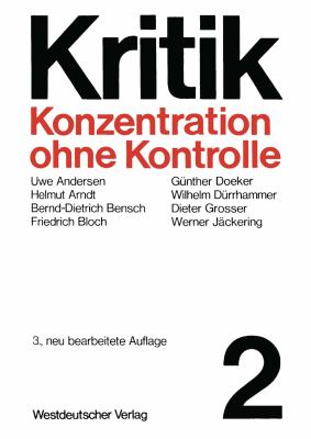 Konzentration Ohne Kontrolle 3rd 1974 9783531112381 Front Cover