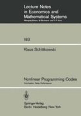 Nonlinear Programming Codes 1980 9783540102472 Front Cover