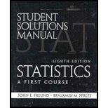 Student Solutions Manual for Statistics A First Course