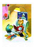 Teddy Bear in Armchair with Globe and Maps - Happy Travels Greeting Card 2012 9781595836595 Front Cover